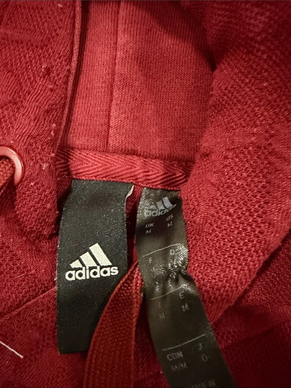 adidas Burgundy Hooded Sweatshirt with Three-Stripes